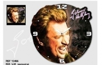 Horloge Bois Johnny Hallyday Black 35x34 Cm