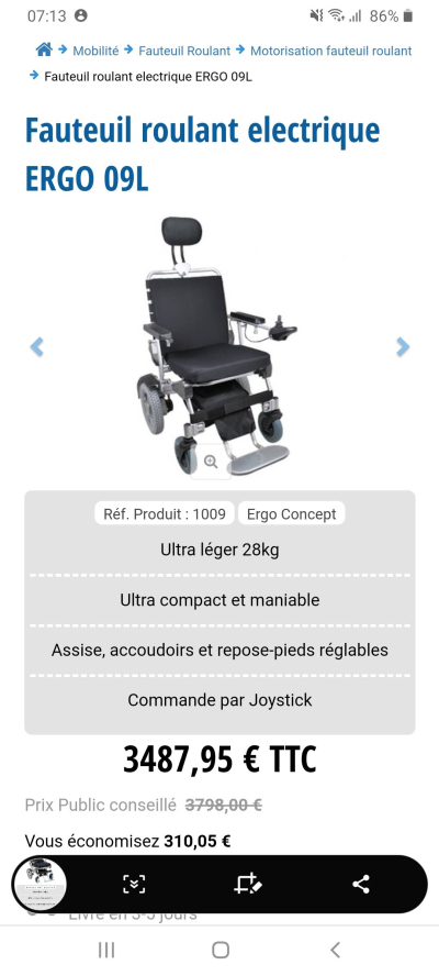 Fauteuil roulant électrique 