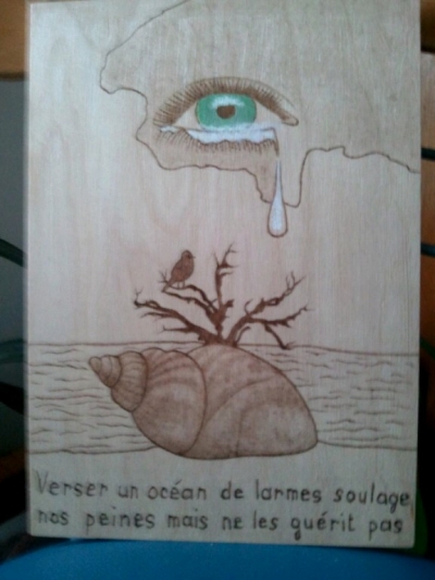 tableau en pyrogravure