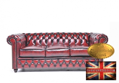 Canapé Original Chesterfield Antique Rouge 3 place