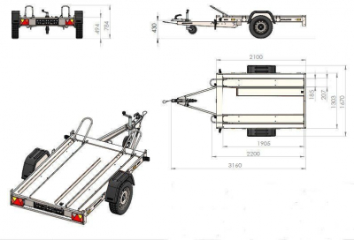 REMORQUE MOTO 750 KG UNITRAILER MOTO 2 SANS CONTREPLAQUÉ