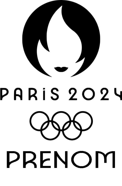 Sticker  flamme JO PARIS 2024 vinyle ou patch thermocollant avec votre prénom 