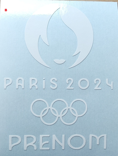 Sticker  flamme JO PARIS 2024 vinyle ou patch thermocollant avec votre prénom 