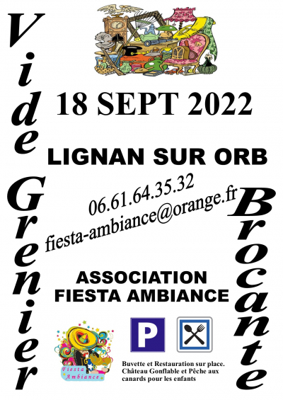 VIDE GRENIER A LIGNAN SUR ORB 34490 LE 18 09 2022