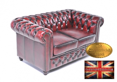 Canapé Chesterfield Devon 2 places Antique rouge