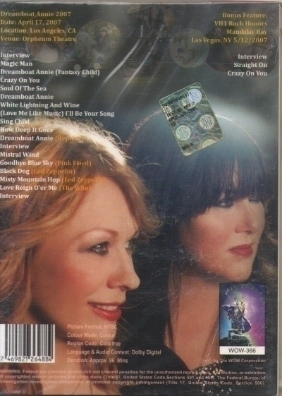 DVD Heart Dreamboat Annie Live 2007 