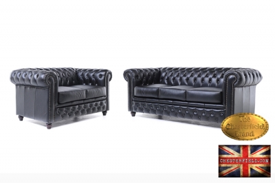 Canapé Chesterfield Noir 3+2