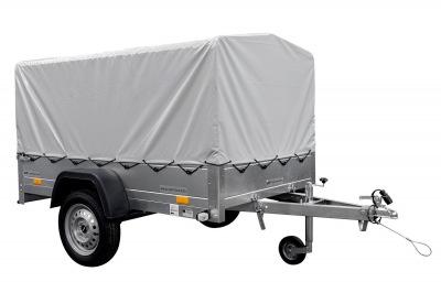 REMORQUE 750 KG 200 X 125 AVEC BÂCHE DÔME ET ARCEAU GARDEN TRAILER 201 KIPP