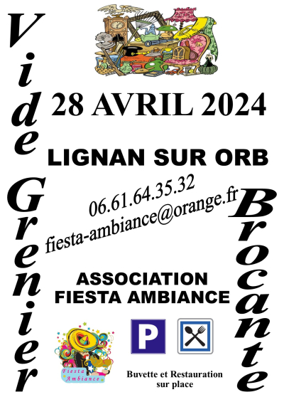 VIDE GRENIER A LIGNAN SUR ORB LE 28 04 2024