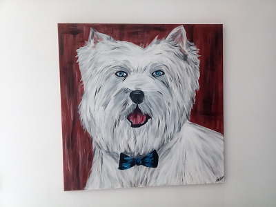 TABLEAUX CHIEN TERRIER BLANC 