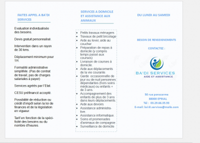 BA'DI SERVICES AIDE A DOMICILE ET ASSISTANCE AUX ANIMAUX