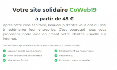 CoWeb19 - Votre site internet pour 45€ tout inclus.