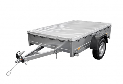 REMORQUE ÉQUIPÉE GARDEN TRAILER 201 KIPP 500 KG 200 X 125 CM [AVEC ROUE JOCKEY ET BÂCHE PLATE GRISE]